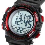 Kids Waterproof Digital Watch with Luminous Alarm - Red