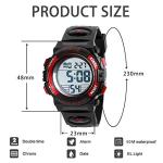 Kids Waterproof Digital Watch with Luminous Alarm - Red