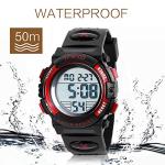 Kids Waterproof Digital Watch with Luminous Alarm - Red