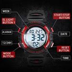 Kids Waterproof Digital Watch with Luminous Alarm - Red