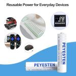 PEYESTEN 600mAh Rechargeable AAA Solar Batteries 12-Pack