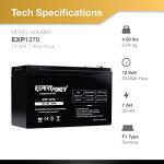 ExpertPower 12V 7Ah Rechargeable Lead Acid Battery