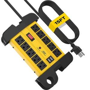 Heavy Duty Power Strip with USB and 10 Outlets