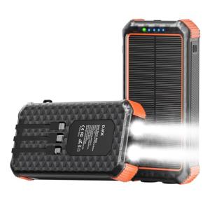 Portable Solar Charger Power Bank with 3 Cables