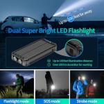 Portable Solar Charger Power Bank with 3 Cables