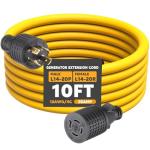 Tellegloww 10 ft 20 Amp Generator Extension Cord