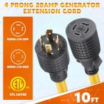 Tellegloww 10 ft 20 Amp Generator Extension Cord
