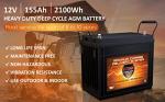 8 VMAX 155Ah AGM Deep Cycle 12V Batteries