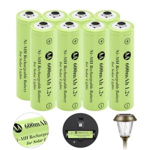 JiajaX 600mAh Rechargeable AA Solar Batteries (8-Pack)
