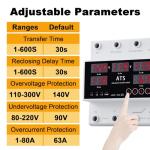 Automatic Transfer Switch with Overcurrent Protection, 63A