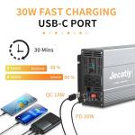 Jecatiy 2000 Watt Pure Sine Wave Power Inverter DC 12V to 110V/120V AC Converter with 2 AC,18W USB, and 30W Type-C Charging Ports, Car Solar Power Inverters with LCD Display for Home RV Truck