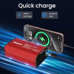 600W Car Voltage Converter Inverter DC 12V to AC 110V Ports Fast Charging Car Charger with Cigarette Lighter Plug with 2 Sockets and 2 USB for Business Trips and Vacation