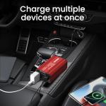 600W Car Voltage Converter Inverter DC 12V to AC 110V Ports Fast Charging Car Charger with Cigarette Lighter Plug with 2 Sockets and 2 USB for Business Trips and Vacation