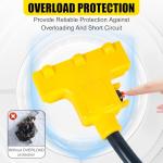 CORDMITPRO Overload Protector 30 Amp to 110 Adapter Generator Power Cord, Shore Power 30 Amp to 15 Amp/20 Amp Adapter, Marine NEMA L5-30P to 3X 5-15R/5-20R RV Generator Adapter, 1.5FT