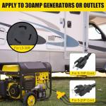 CORDMITPRO Overload Protector 30 Amp to 110 Adapter Generator Power Cord, Shore Power 30 Amp to 15 Amp/20 Amp Adapter, Marine NEMA L5-30P to 3X 5-15R/5-20R RV Generator Adapter, 1.5FT