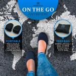 ByeBellas Foldable Stretch Knit Travel Slip-On Round Toe Ballet Flats with Packable Zipper Pouch and Expandable Tote Bag Carrying Case Split Sole Shoes (Navy Blue, US Footwear Size System, Adult, Women, Numeric, Medium, 6)