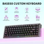 Einperr Wireless Mechanical Keyboard, 65% Hot Swappable Custom Keyboard with RGB Backlit, Pre-lubed Lulu Switches,2.4GHz/USB-C/BT5.0 Mechanical Gaming Keyboards