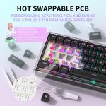 Einperr Wireless Mechanical Keyboard, 65% Hot Swappable Custom Keyboard with RGB Backlit, Pre-lubed Lulu Switches,2.4GHz/USB-C/BT5.0 Mechanical Gaming Keyboards