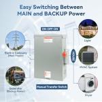 200A Generator Transfer Switch,48000W General-Duty Double-Throw Safety Switch,120/240-Volt,Stronger&Stability,Meeting NEMA 3R Standards for Outdoor and Indoor
