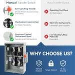200A Generator Transfer Switch,48000W General-Duty Double-Throw Safety Switch,120/240-Volt,Stronger&Stability,Meeting NEMA 3R Standards for Outdoor and Indoor