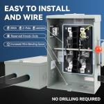 200A Generator Transfer Switch,48000W General-Duty Double-Throw Safety Switch,120/240-Volt,Stronger&Stability,Meeting NEMA 3R Standards for Outdoor and Indoor