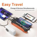 ERRBBIC Solar Charger Power Bank 20000mAh, Portable Wireless Charger, 15W Fast Charging External Battery Pack with Dual Flashlight and USB C Outputs. Outdoor Mobile Power Compatible with Cell Phones