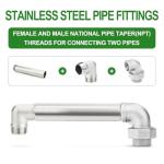 TAISHER 1PCS Stainless Steel Pipe Fittings, 1-1/2" NPT Male x 1-1/2" NPT Female Threaded, 8" Length Nipple Cast Pipe