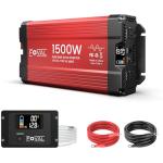 FOVAL 1500W Pure Sine Wave Inverter 12V DC to 110V AC Converter, 3000W Peak Power Inverter with LCD Display and 2 AC Outlets for Home, RV, Truck, and Off-Grid Solar System, Remote Controller
