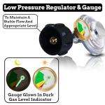 12FT Propane Regulator Hose with Gauge Stainless Braided, QCC1 Propane Adapter Hose Regulator for 20lb Tank with Elbow Adaptor Fit for LP Gas Grill, Camping Stove, Heater, Fire Pit