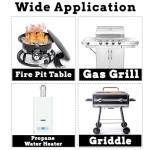 12FT Propane Regulator Hose with Gauge Stainless Braided, QCC1 Propane Adapter Hose Regulator for 20lb Tank with Elbow Adaptor Fit for LP Gas Grill, Camping Stove, Heater, Fire Pit