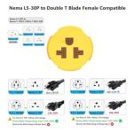 Shore-Power 30 Amp to 20 Amp RV Generator-Adapter Marine 30Amp to 15 Amp Adapter NEMA L5-30P to 5-15R, 5-20R, 6-15R, 6-20R,125V 30A 3 Prong Twist Lock Male plug to 15A/20A T Blade Female Power Adapter