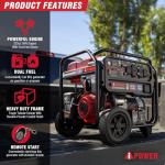 A-iPower 5000-Watt Remote Start Dual Fuel Portable Generator CO Sensor Shutdown, Heavy Duty Generators with 223cc OHV Engine For Jobsite, RV, Home Backup, Emergency(GXS5000RD)