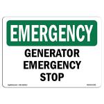 OSHA Emergency Sign - Generator Stop | Aluminum Sign | Protect Your Business, Construction Site, Warehouse & Shop Area | Made in The USA