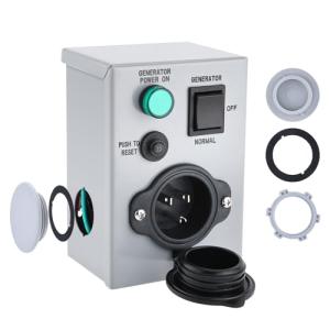 15 Amp 125V Nema 5-15P Transfer Switch, Generator Inlet Box with Circuit Breaker, Manual Transfer Switch for Generator Indoor and Outdoor, Weatherproof (5-15P)