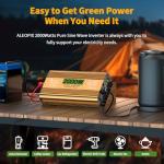 2000 Watt Inverter 12V DC to 110V/120V AC, Pure Sine Wave Inverter for Truck/RV/Home/Solar/Off-Grid, Surge 4000W Pure Sine Power with 2 AC Sockets, 5V 3.4A USB, Digital Display, Remote Controller