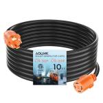 AOLINK 30 Amp Generator Extension Cord 10 Feet, NEMA L14-30P/L14-30R, 4-Prong Locking, Heavy Duty Power Cord, Orange