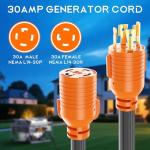 AOLINK 30 Amp Generator Extension Cord 10 Feet, NEMA L14-30P/L14-30R, 4-Prong Locking, Heavy Duty Power Cord, Orange