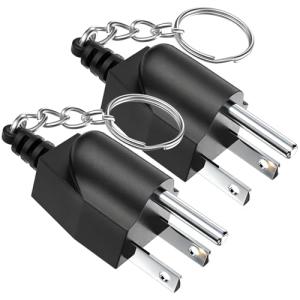 Generator Grounding Plug with Keychain - Portable Neutral Ground Bonding Adapter (NEMA 5-15P to 5-15R/TT-30R) for Inverter Generators, RV, Trailer, Camping - Easy Storage & Anti-Loss(2Pack ,Black)