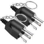 Generator Grounding Plug with Keychain - Portable Neutral Ground Bonding Adapter (NEMA 5-15P to 5-15R/TT-30R) for Inverter Generators, RV, Trailer, Camping - Easy Storage & Anti-Loss(2Pack ,Black)