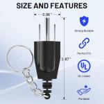 Generator Grounding Plug with Keychain - Portable Neutral Ground Bonding Adapter (NEMA 5-15P to 5-15R/TT-30R) for Inverter Generators, RV, Trailer, Camping - Easy Storage & Anti-Loss(2Pack ,Black)