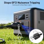 Generator Grounding Plug with Keychain - Portable Neutral Ground Bonding Adapter (NEMA 5-15P to 5-15R/TT-30R) for Inverter Generators, RV, Trailer, Camping - Easy Storage & Anti-Loss(2Pack ,Black)