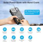 Emergency Radio, 22000mAh Solar Power Bank, FM NOAA Emergency Weather Radio, 20W Fast Charging Solar Charger, Portable Hand Crank Wireless Phone Charger Solar Radio with Flashlight Headphone Jack