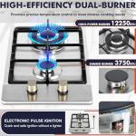 Llamaviva Gas Stove 12 Inch, Propane Cooktop 2 Burner, Portable Gas Cooktop Stainless Steel, Dual Fuel LPG/NG Convertible with Thermocouple Safety Protection for Kitchen, RV, Camping, Outdoor