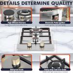 Llamaviva Gas Stove 12 Inch, Propane Cooktop 2 Burner, Portable Gas Cooktop Stainless Steel, Dual Fuel LPG/NG Convertible with Thermocouple Safety Protection for Kitchen, RV, Camping, Outdoor