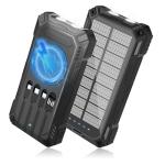 Solar Power Bank 49800mAh - Wireless Portable Charger 15W Fast Charging with 4 Built-in Cables. Equipped with a Powerful Flashlight, IP65 Outdoor Waterproof Power Bank Perfect for Camping, Hiking