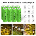 YXZHENG 8Pcs AA Battery 1.2v Rechargeable NI-MH 300mAh for Outside Solar Lawn Light (8AA)