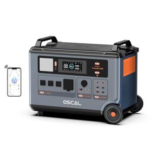 OSCAL PowerMax 6000 Solar Generator, 120/240V Split Phase Voltage 6000W AC Outlets (7200W Peak), 3600Wh LFP Battery Power Station, Expandable to 57.6kWh, 2200W/1.96H Fast Charging for Home