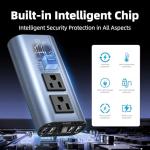 SUNWHEEL 300W Power Inverter DC 12V to 110V AC Car Inverter with 25W Quick Charge, 6.0A 4 USB Ports, Dual AC Adapter for Laptops Charger