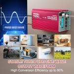 4000 Watt Pure Sine Wave Inverter 12V DC to 110V 120V AC Surge Peak 7000 Watt for 2s | 2025 New Upgraded, Compatible with Lithium Battery, for Home Car Off-Grid Solar System RV Truck Vehicle LEESKY