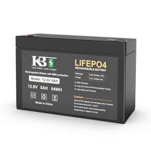 KBT 12V 5Ah Rechargeable LiFePO4 Lithium Replacement UPS Battery for APC Back-UPS 550 BE550G BB CPS5.5-12 CyberPower 12V CP550SLG 6FM7 SLA Battery for Ride On Toys, HAM Radio, Home Alarm System